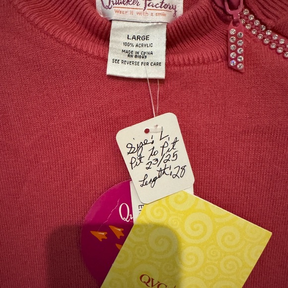 Quacker Factory Pink Sweater with Rhinestone Detail - Picture 3 of 4